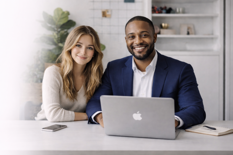 professional teamwork and friendly smiles